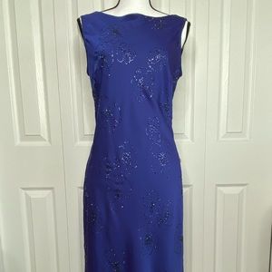 Women's California Concepts Dress Midi Sleeveless V-Back Purple Sequins Size 11